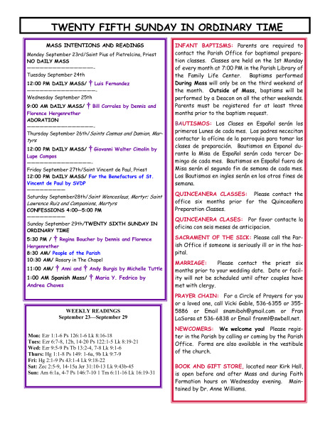 Bulletin September 22, 2013