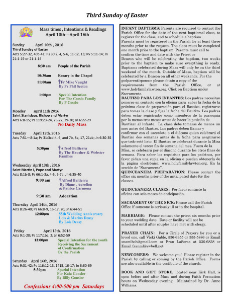 Bulletin April 10th, 2016
