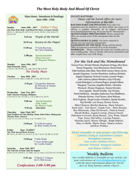 Bulletin June 18th, 2017