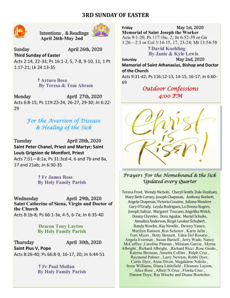Bulletin April 26th, 2020