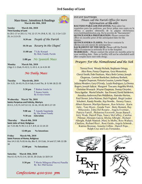 Bulletin March 4th, 2018