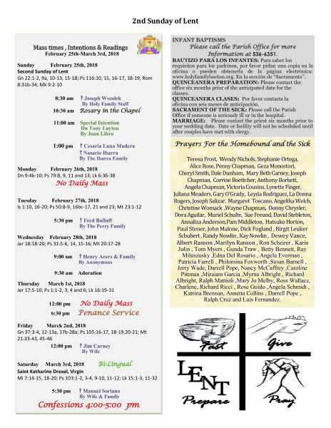 Bulletin February 25th, 2018