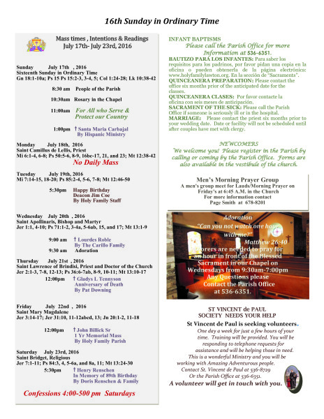 Bulletin July 17th, 2016