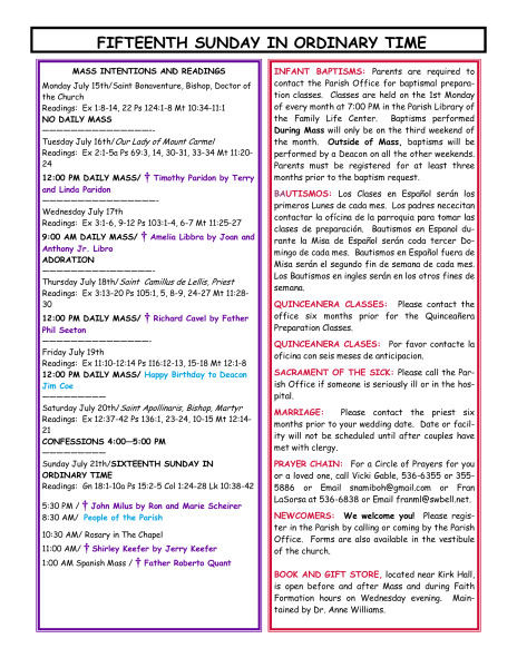 Bulletin July 14, 2013