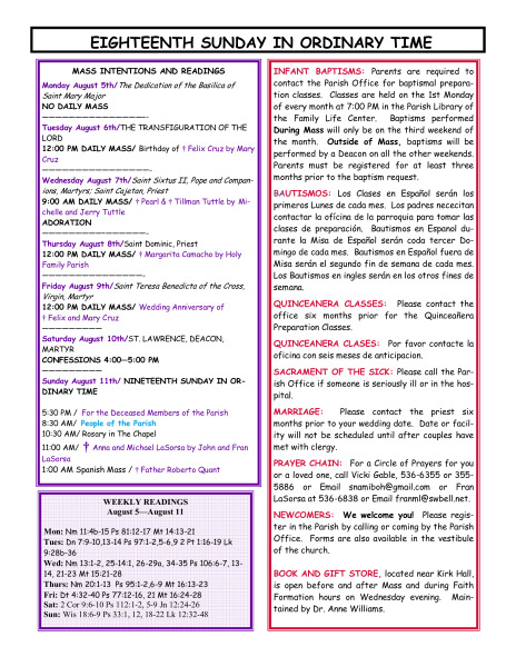 Bulletin August 4, 2013